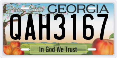 GA license plate QAH3167