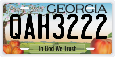 GA license plate QAH3222