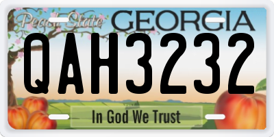 GA license plate QAH3232