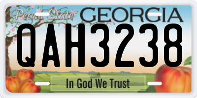 GA license plate QAH3238