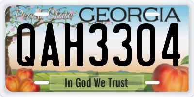 GA license plate QAH3304