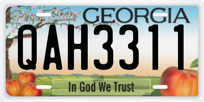 GA license plate QAH3311