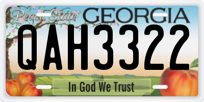 GA license plate QAH3322