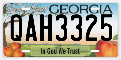 GA license plate QAH3325