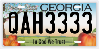 GA license plate QAH3333