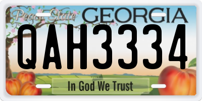 GA license plate QAH3334