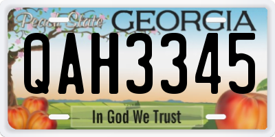 GA license plate QAH3345