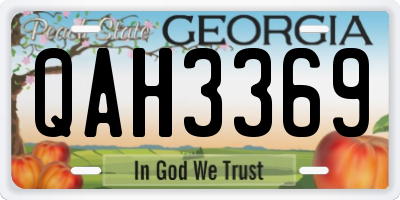 GA license plate QAH3369
