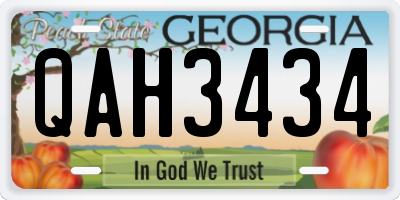 GA license plate QAH3434