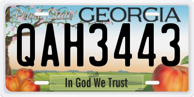 GA license plate QAH3443