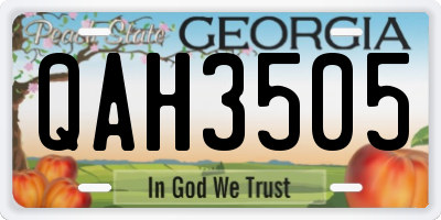 GA license plate QAH3505