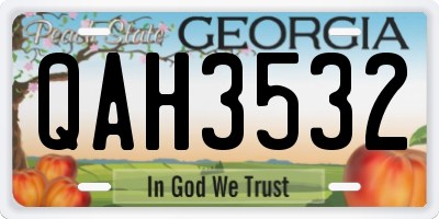GA license plate QAH3532
