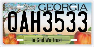 GA license plate QAH3533