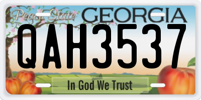 GA license plate QAH3537