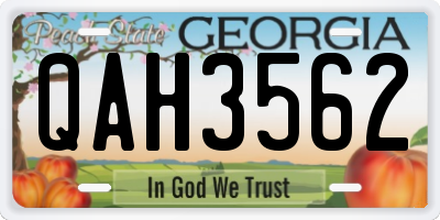 GA license plate QAH3562