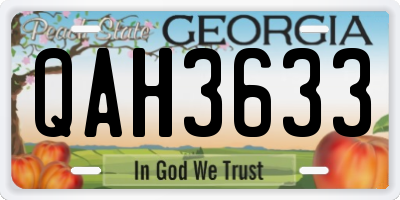 GA license plate QAH3633