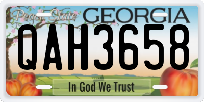 GA license plate QAH3658