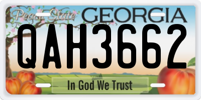 GA license plate QAH3662