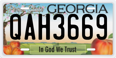 GA license plate QAH3669