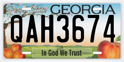 GA license plate QAH3674