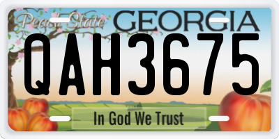 GA license plate QAH3675