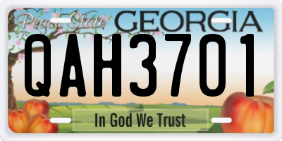 GA license plate QAH3701