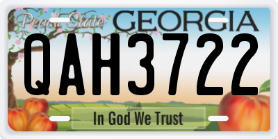 GA license plate QAH3722