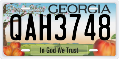 GA license plate QAH3748