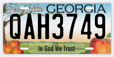 GA license plate QAH3749