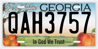 GA license plate QAH3757
