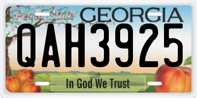 GA license plate QAH3925