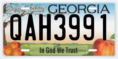 GA license plate QAH3991