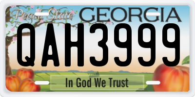 GA license plate QAH3999
