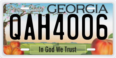 GA license plate QAH4006