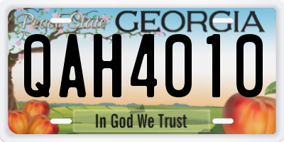GA license plate QAH4010
