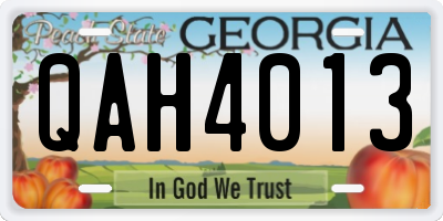 GA license plate QAH4013