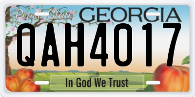 GA license plate QAH4017