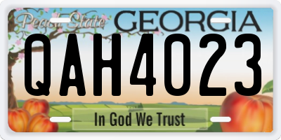 GA license plate QAH4023