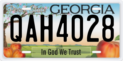 GA license plate QAH4028