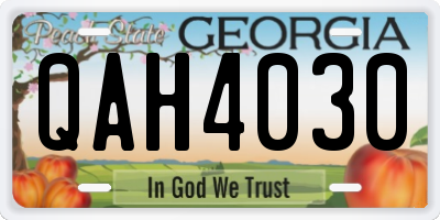 GA license plate QAH4030