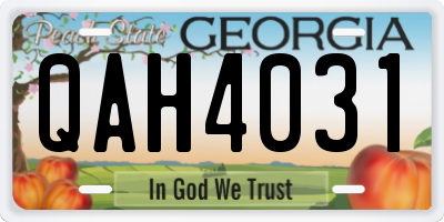 GA license plate QAH4031