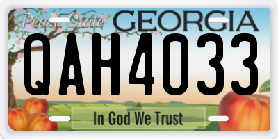 GA license plate QAH4033