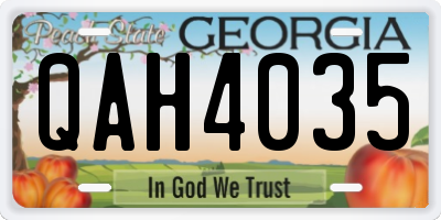GA license plate QAH4035