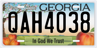 GA license plate QAH4038