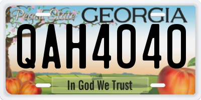 GA license plate QAH4040