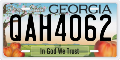 GA license plate QAH4062