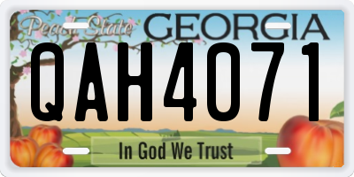 GA license plate QAH4071