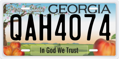 GA license plate QAH4074