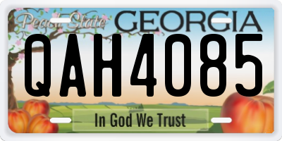 GA license plate QAH4085