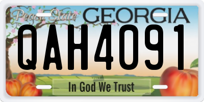 GA license plate QAH4091